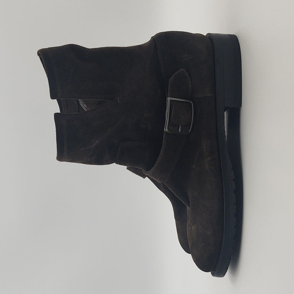 Frye Natalie Short Engineer Suede Boots Dark Green Slouch Ankle 6 Moto Biker Lug